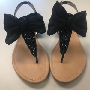 Material Girl Black Bow Sandals
